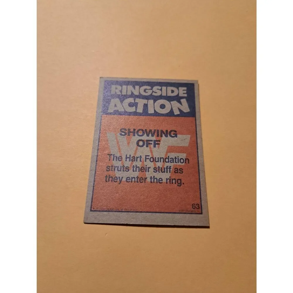 Vintage 1987 WWF Topps Trading Card 63 Hart Foundation Showing Off Wrestling - Picture 2 of 2